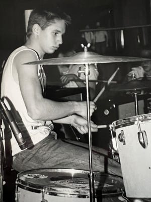 Michael "Bam-Bam" Sversvold onstage with JFA at Mad Gardens in the early '80s.